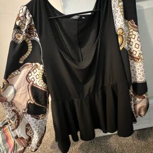 Black and Multicolor Women's Top